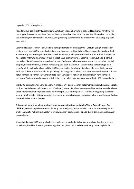 picture_Legenda 1000 Burung Kertas | Cerita Anak